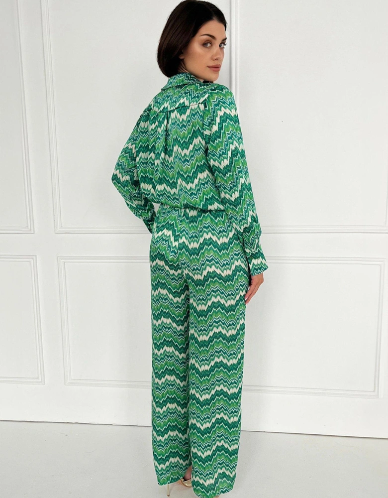 Abstract Printed Trousers - Green