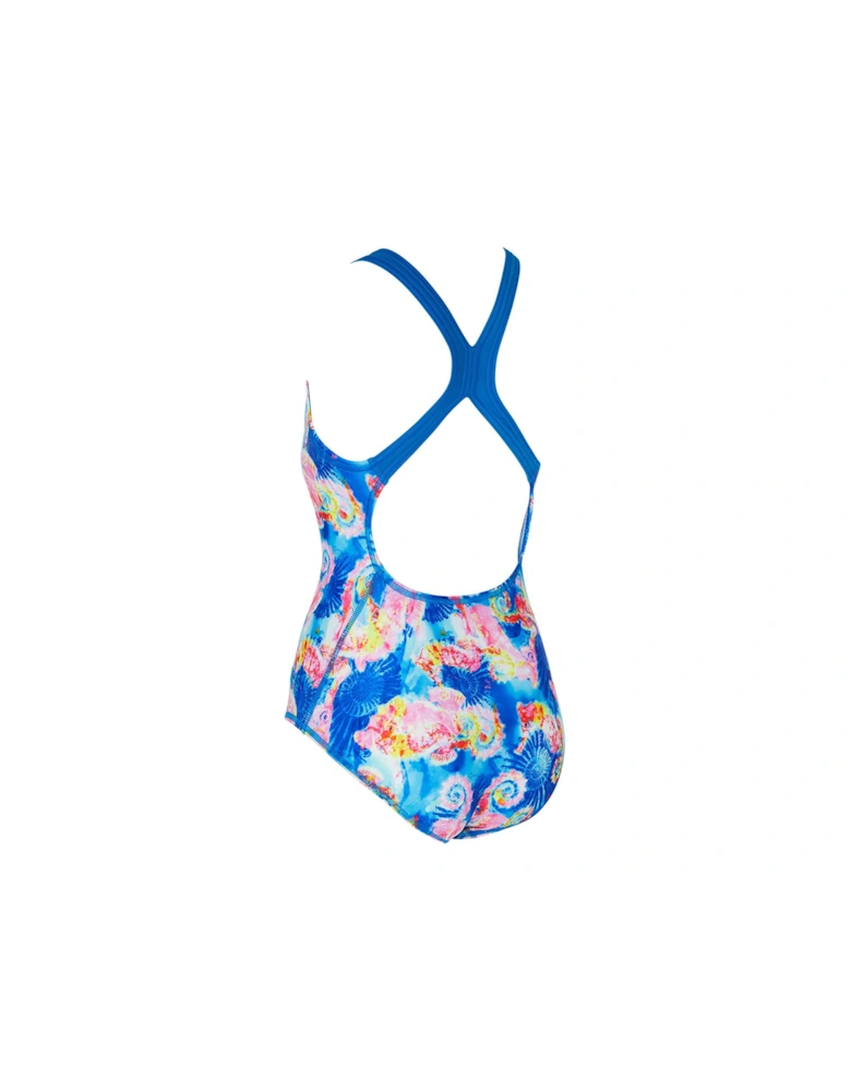 Aqua Pony Flyback Girls Swimsuit-blue