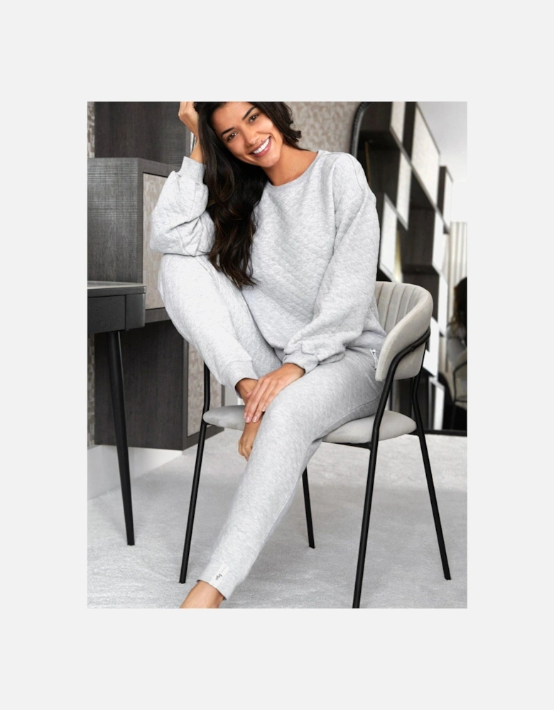 Quilted Lounge Sweatshirt & Jogger Co-Ord Set - Grey