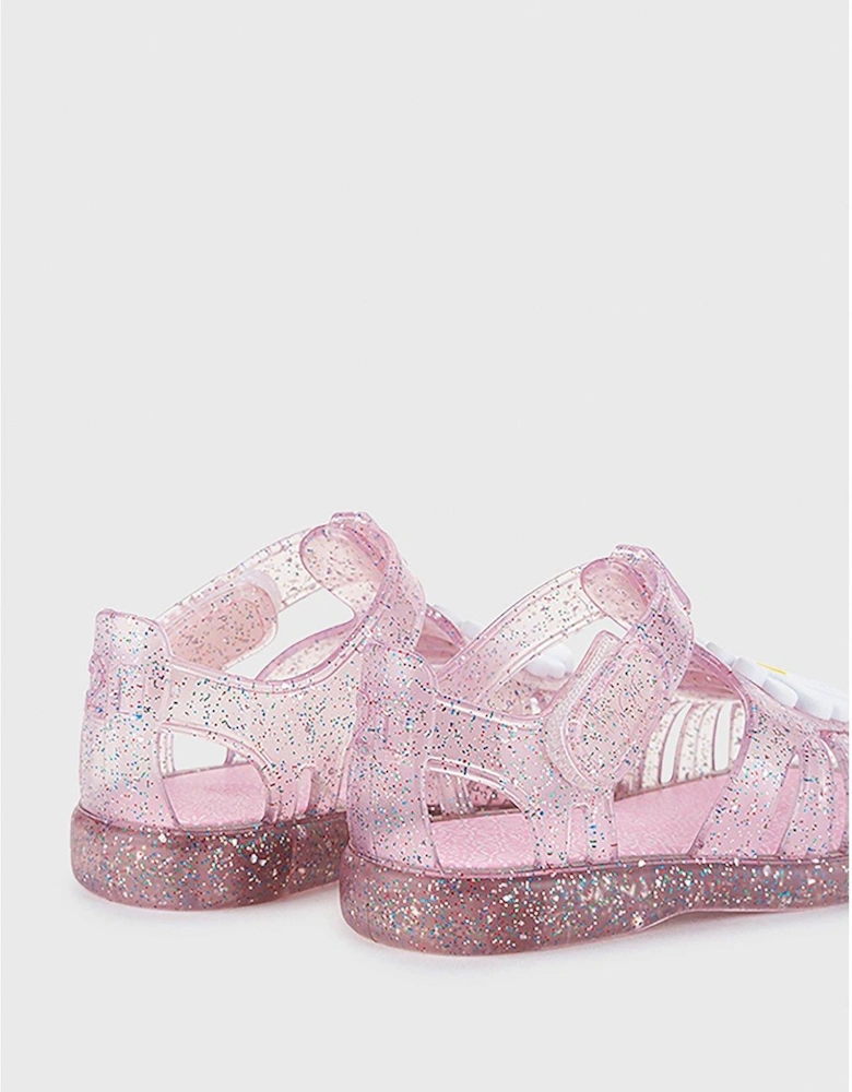 Tobby Gloss Glitter Flower Jelly Sandal