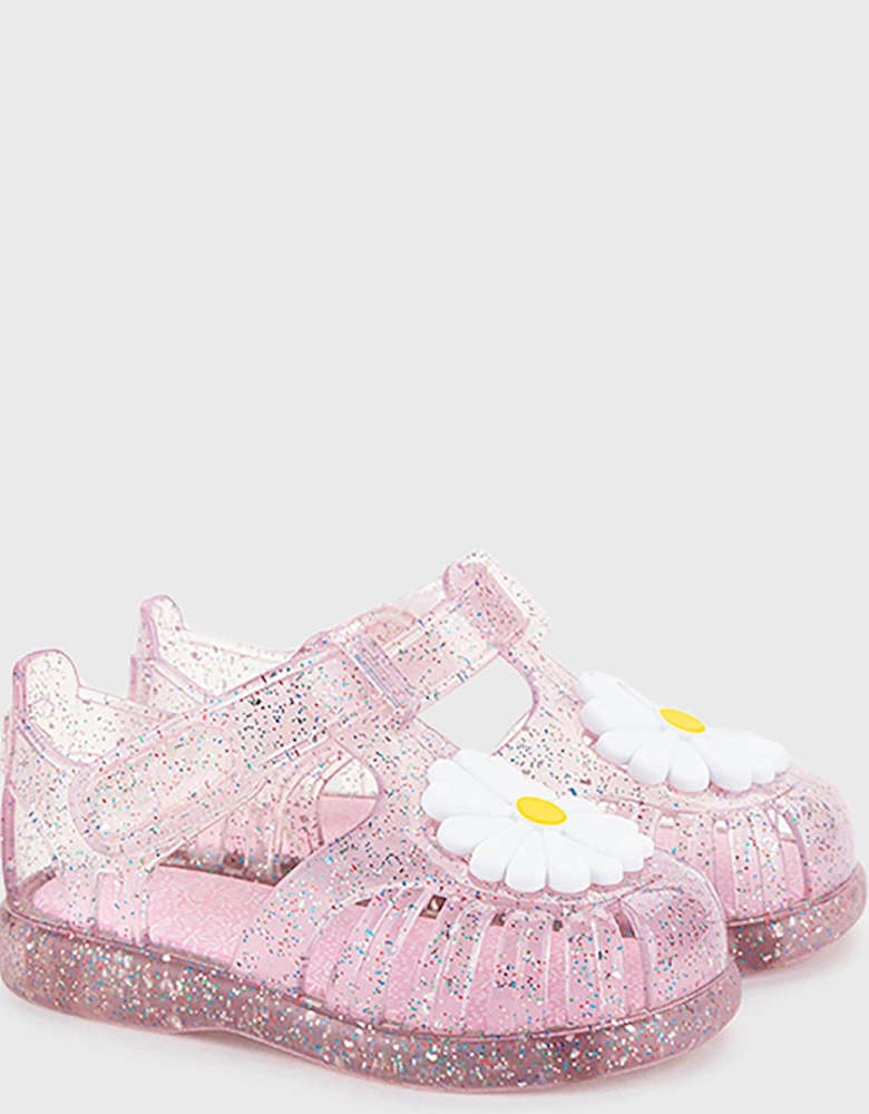 Tobby Gloss Glitter Flower Jelly Sandal