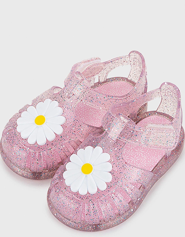 Tobby Gloss Glitter Flower Jelly Sandal