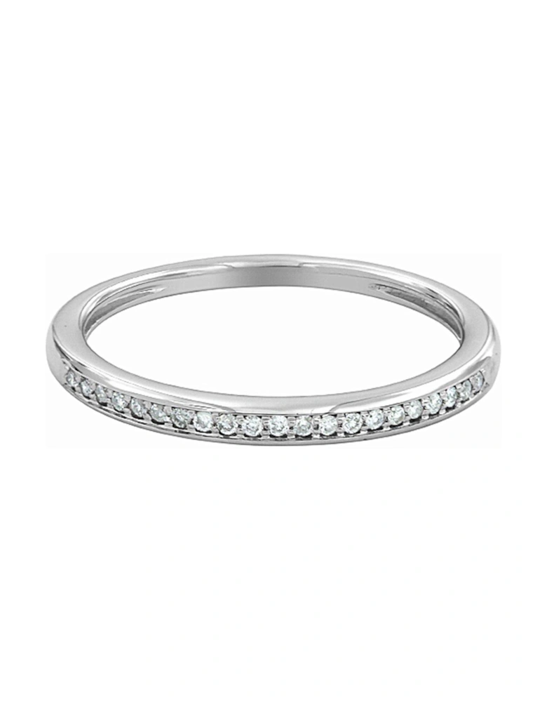 9ct White Gold 8 Point Diamond Wedding Band