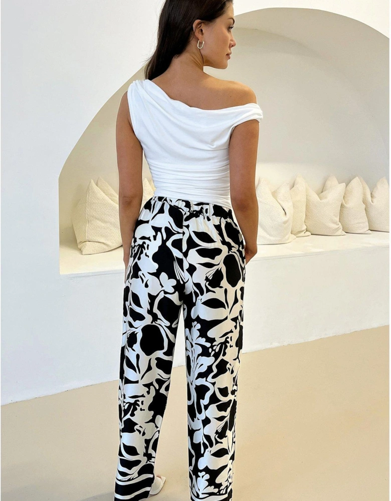 Black And White Abstract Printed Trousers