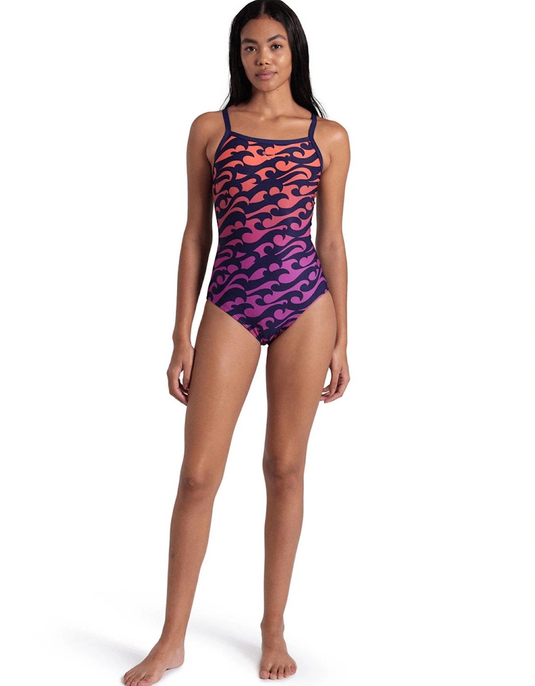 Womens Surfs Up Lightdrop Back Swimsuit-navy/multi