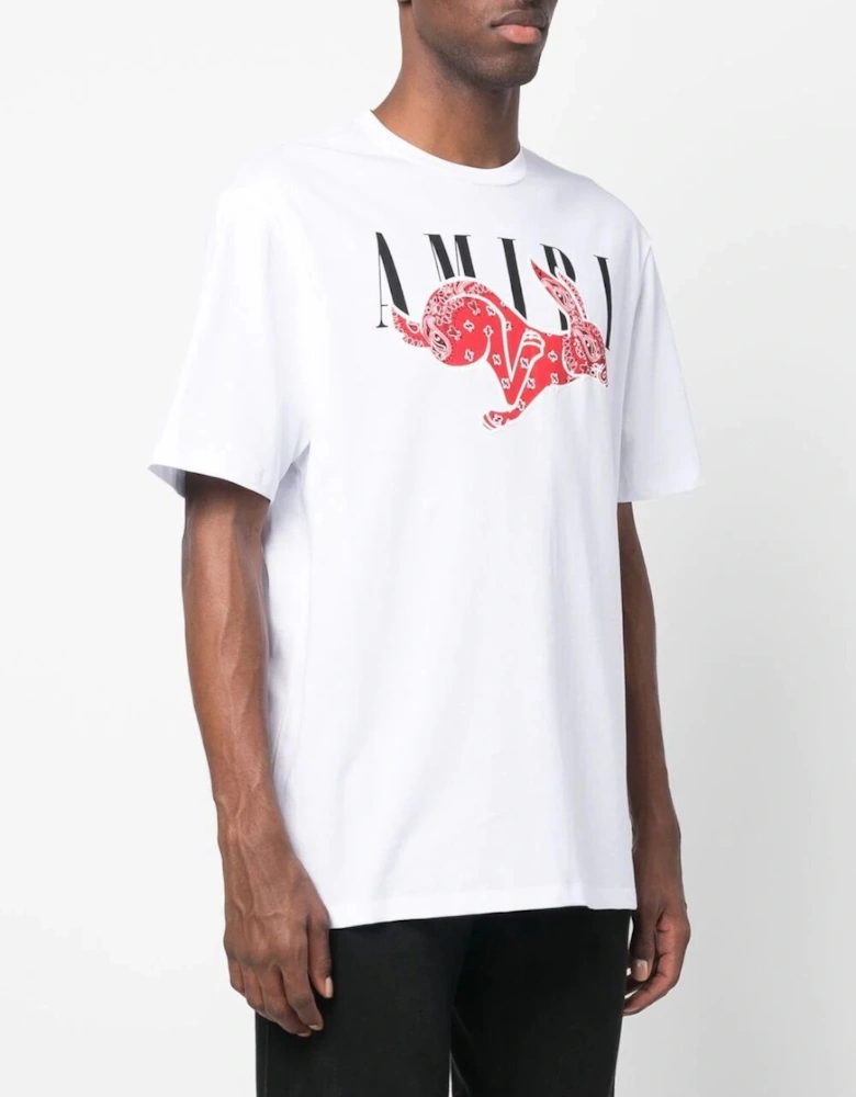 CNY Bandana Rabbit Print T-Shirt in White