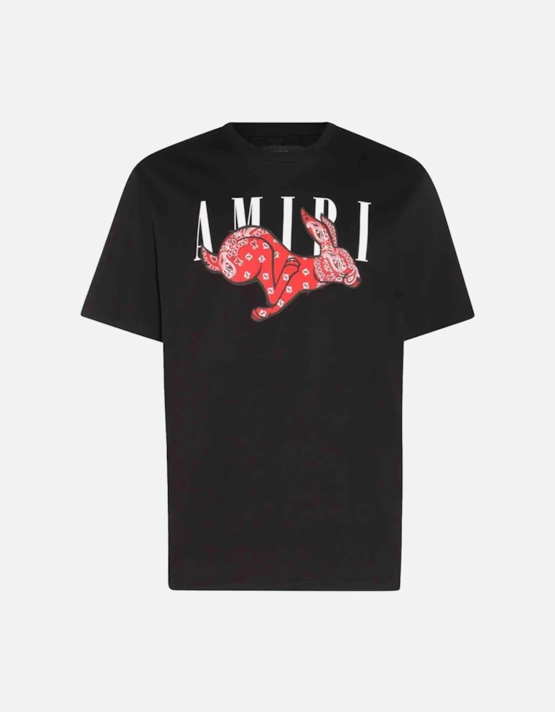 CNY Bandana Rabbit Print T-Shirt in Black