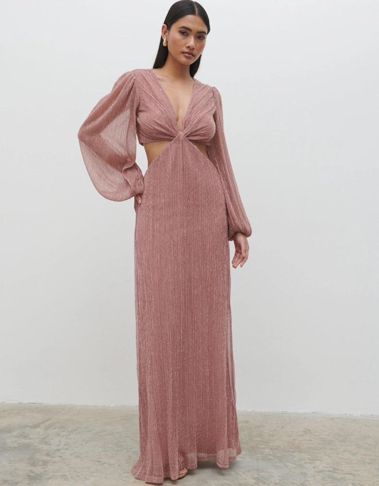 Zaya Plisse Metallic Maxi Dress - Pink