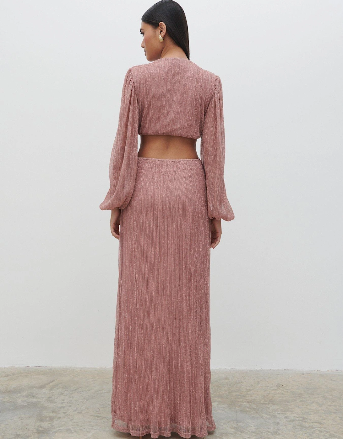 Zaya Plisse Metallic Maxi Dress - Pink