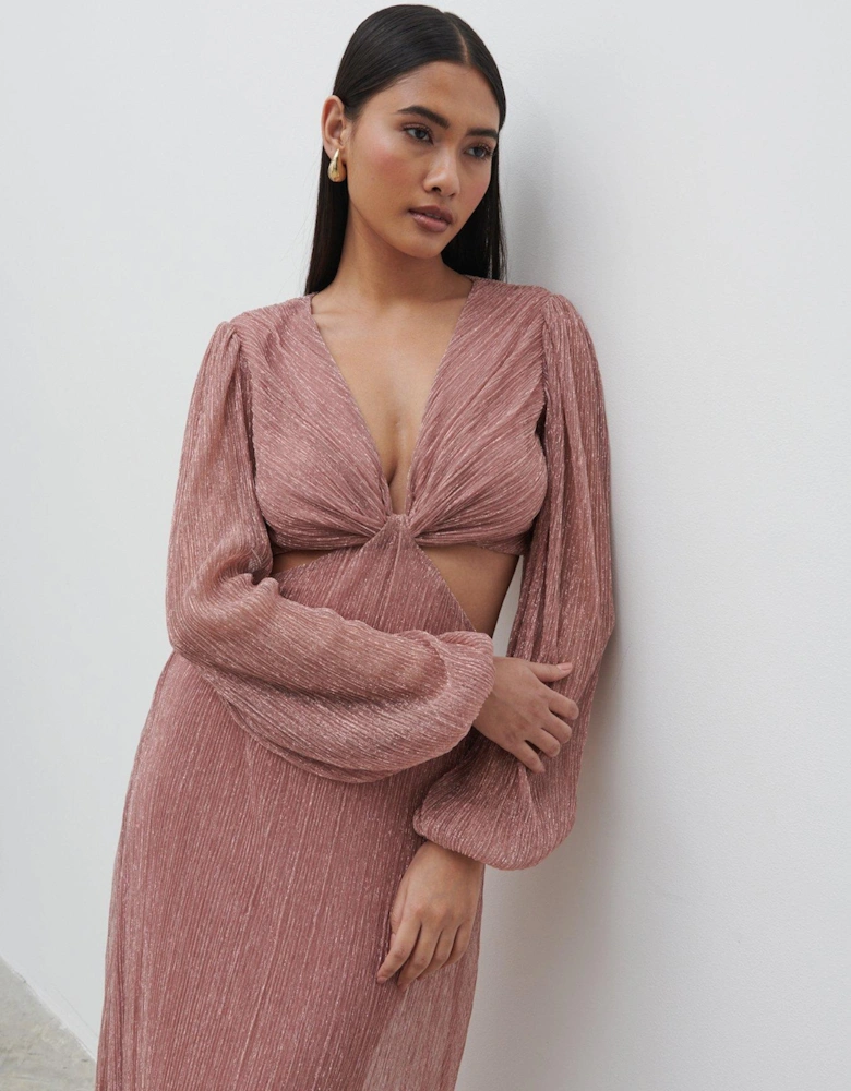 Zaya Plisse Metallic Maxi Dress - Pink