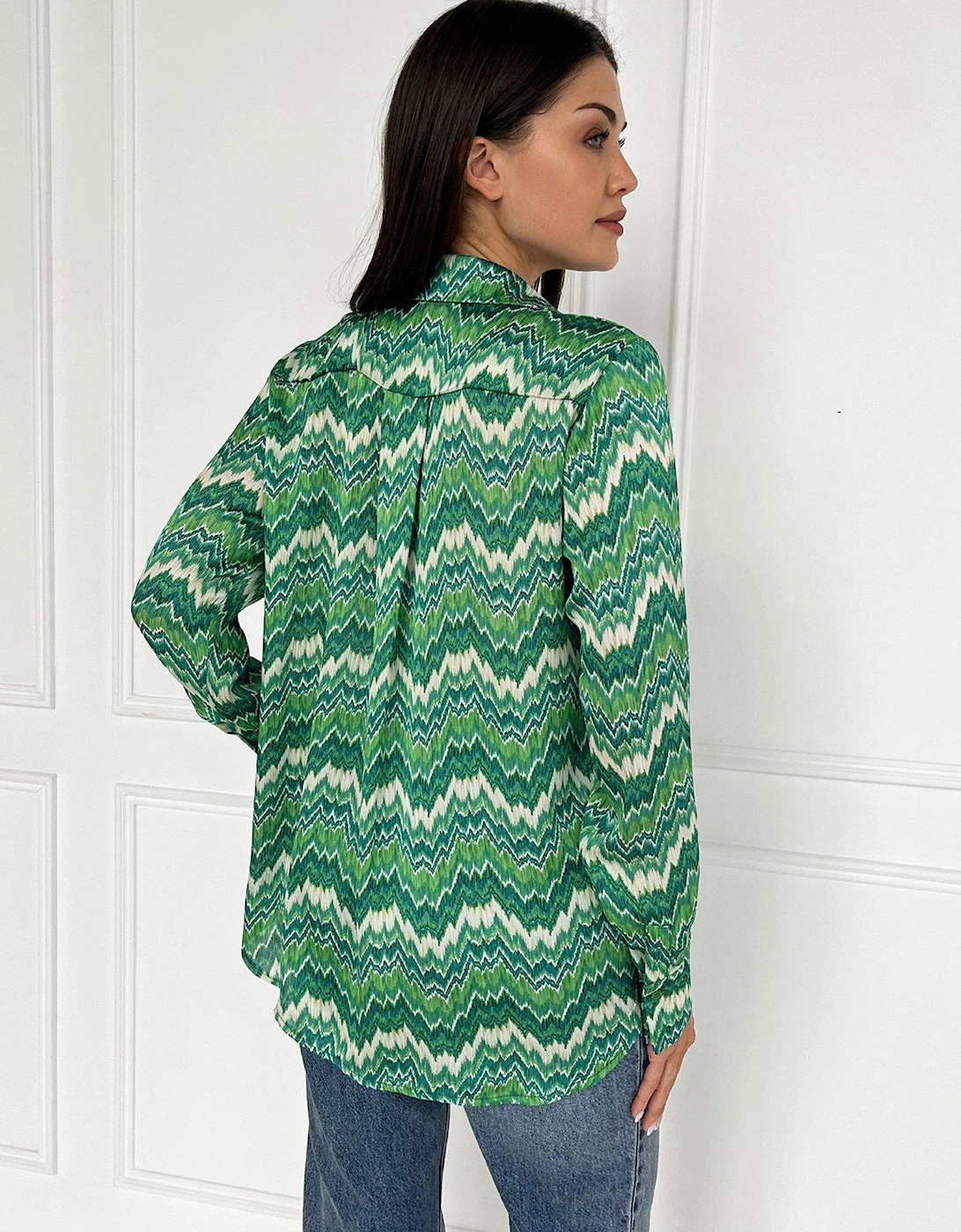 Abstract Printed Long Sleeve Shirt - Green