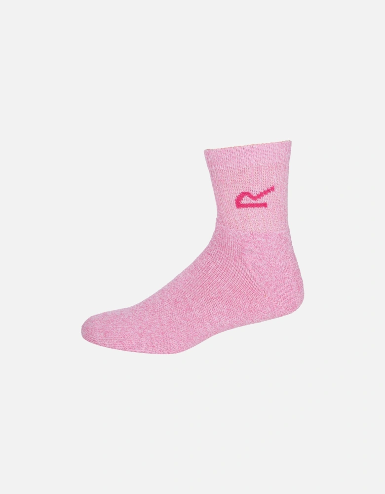Womens 3 Pack Plain Cotton Polyester Mix Socks