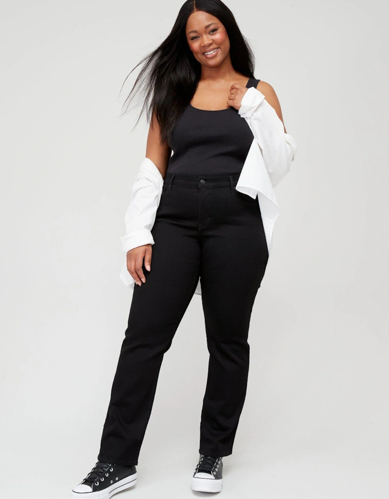 314T Shaping Straight Jeans (plus Size) - Soft Black 2