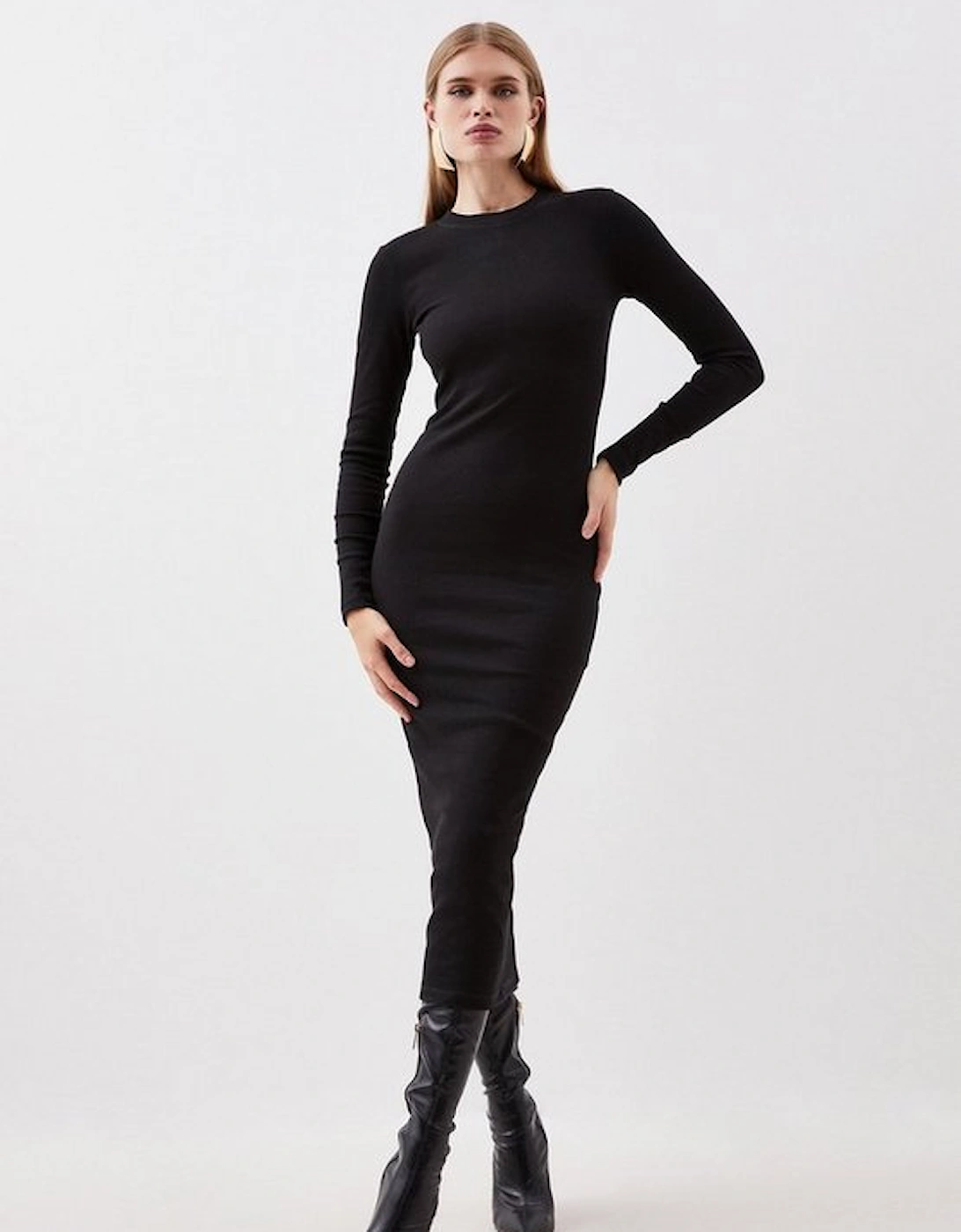 Petite Compact Jersey Ribbed Maxi Dress, 4 of 3