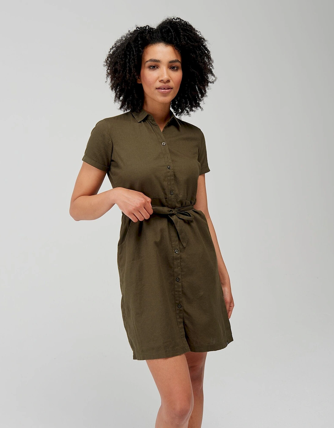 Womens/Ladies Quinta Linen Shirt Dress