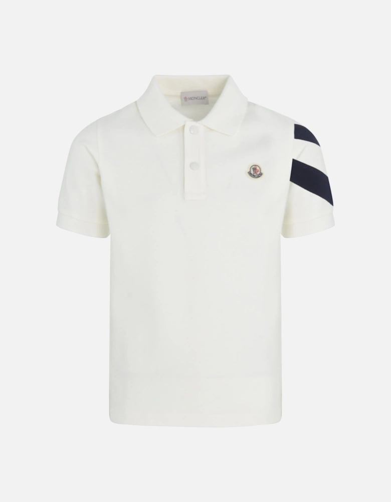 Kids Stripe Sleeve Polo Shirt White