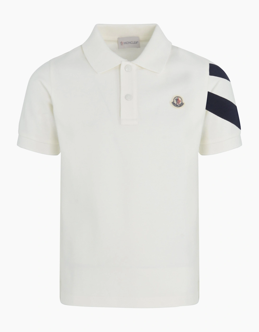 Moncler Kids Stripe Sleeve Polo Shirt White - Size: 12 years