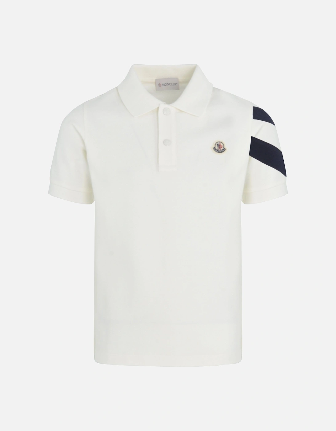 Kids Stripe Sleeve Polo Shirt White, 5 of 4