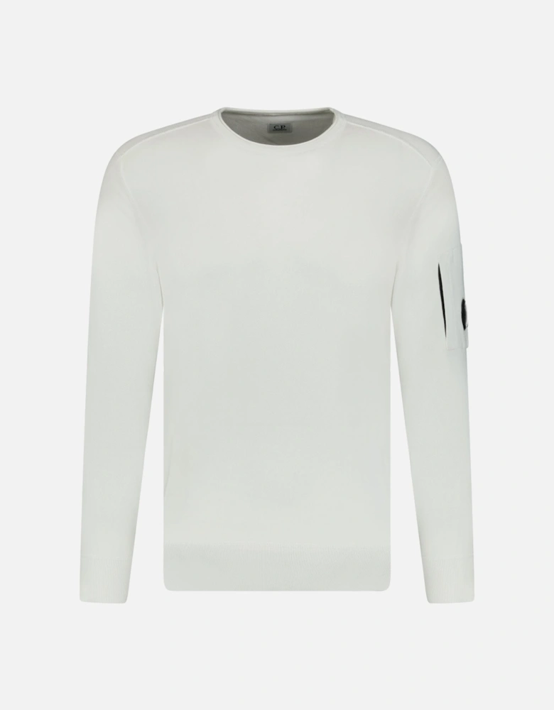 Arm Lens Terry Knitted Sweatshirt White