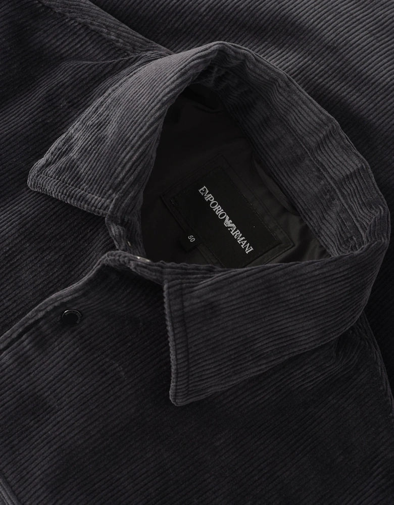 Corduroy Patch Pocket Overshirt Grey