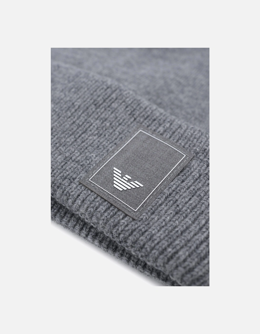 Wool Beanie Hat With Logo Grey