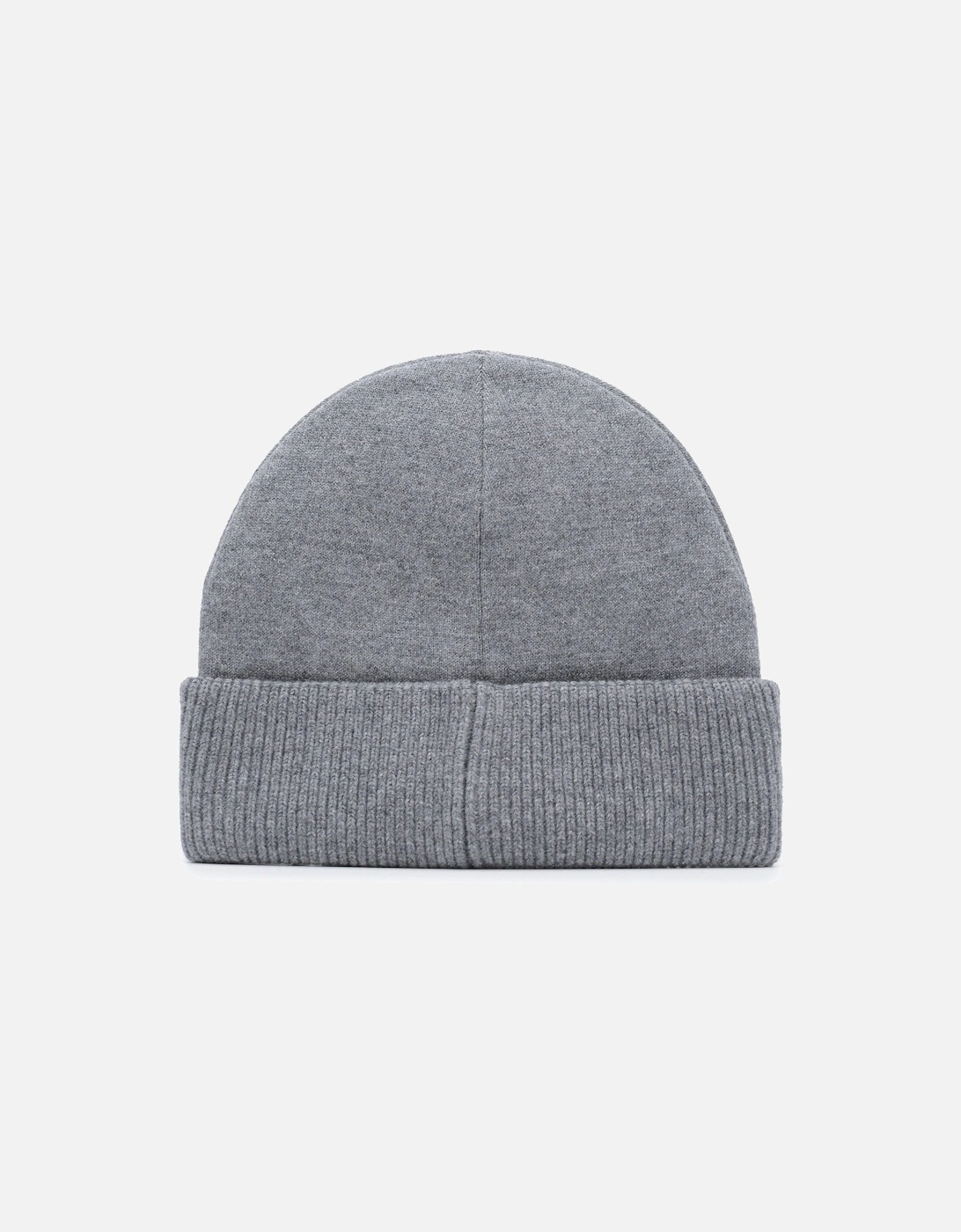 Wool Beanie Hat With Logo Grey