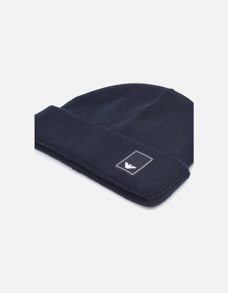 Wool Beanie Hat With Logo Black