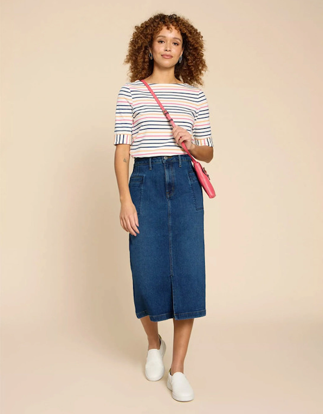 Women's Penny Denim Midi Skirt Mid Denim