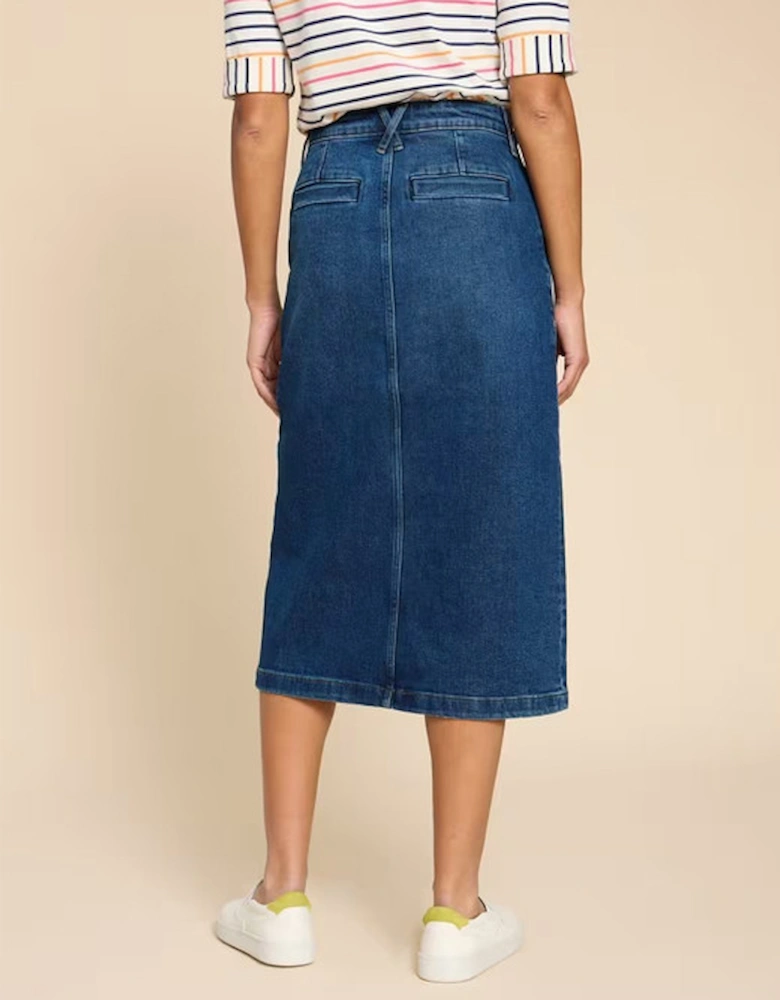 Petite Women's Penny Denim Midi Skirt Mid Denim