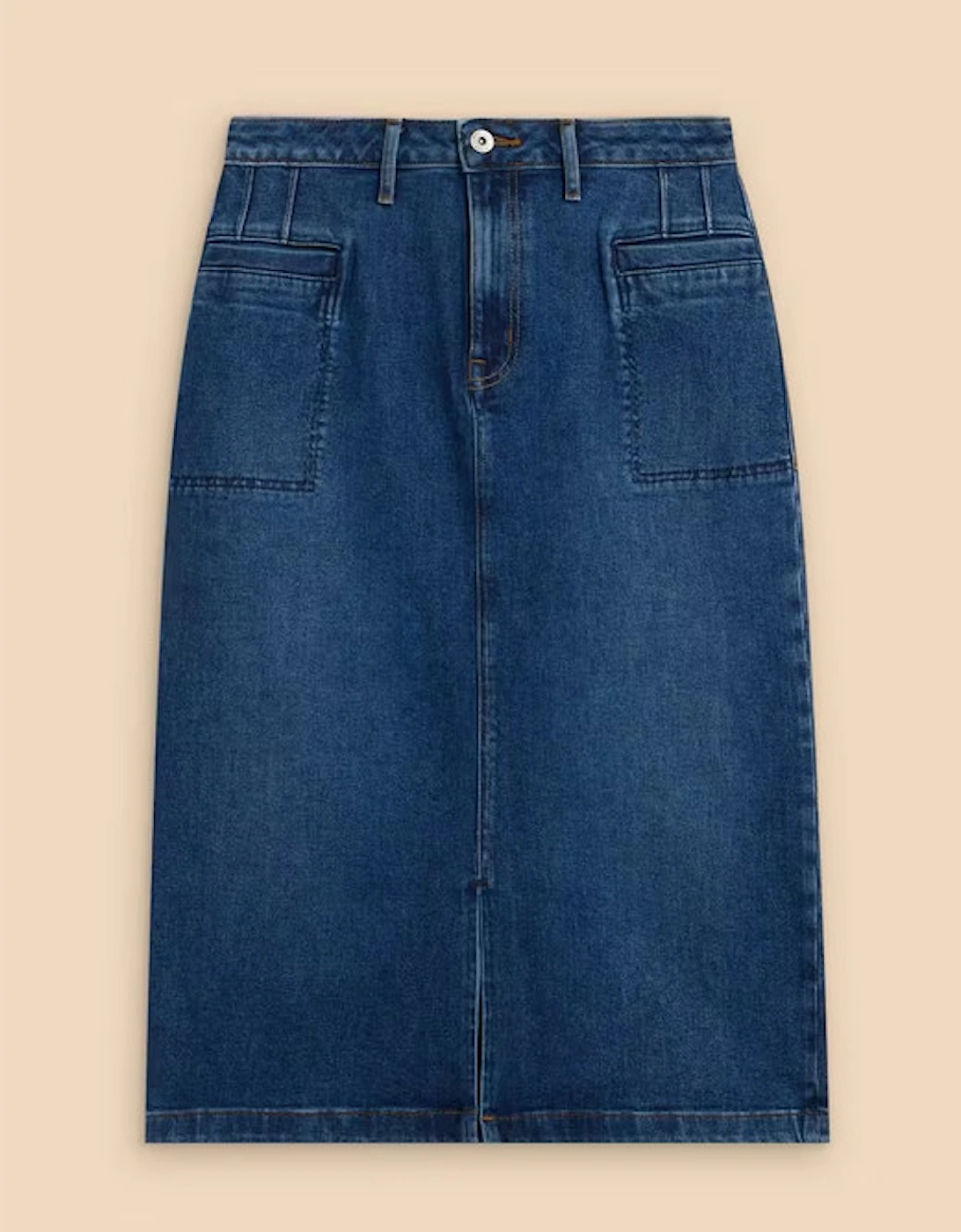 Women's Penny Denim Midi Skirt Mid Denim