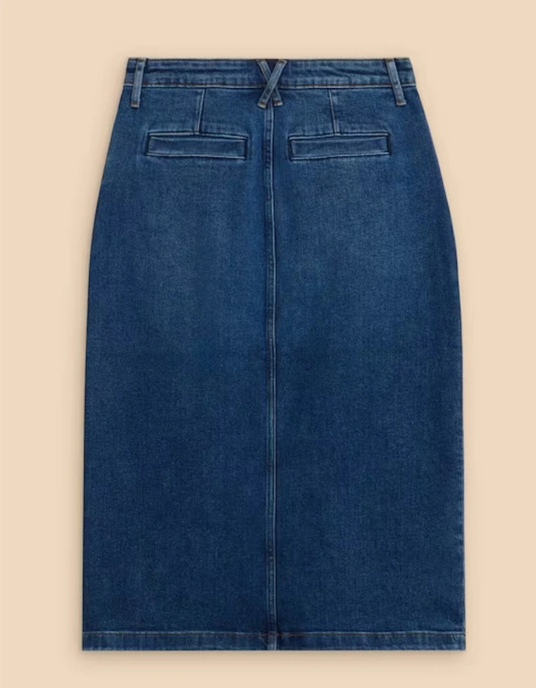 Petite Women's Penny Denim Midi Skirt Mid Denim