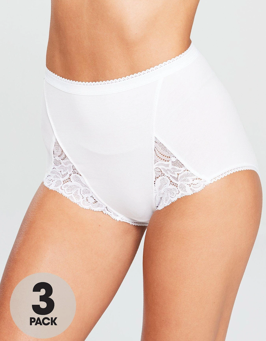 Maxi Cotton & Lace Brief 3 Pack - White, 4 of 3