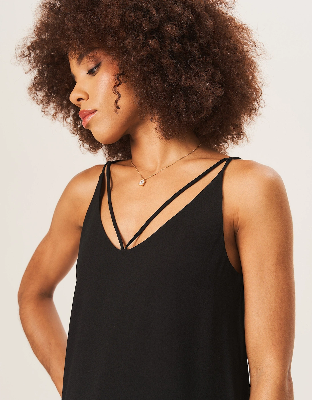 Black Plain Strappy Cami Top