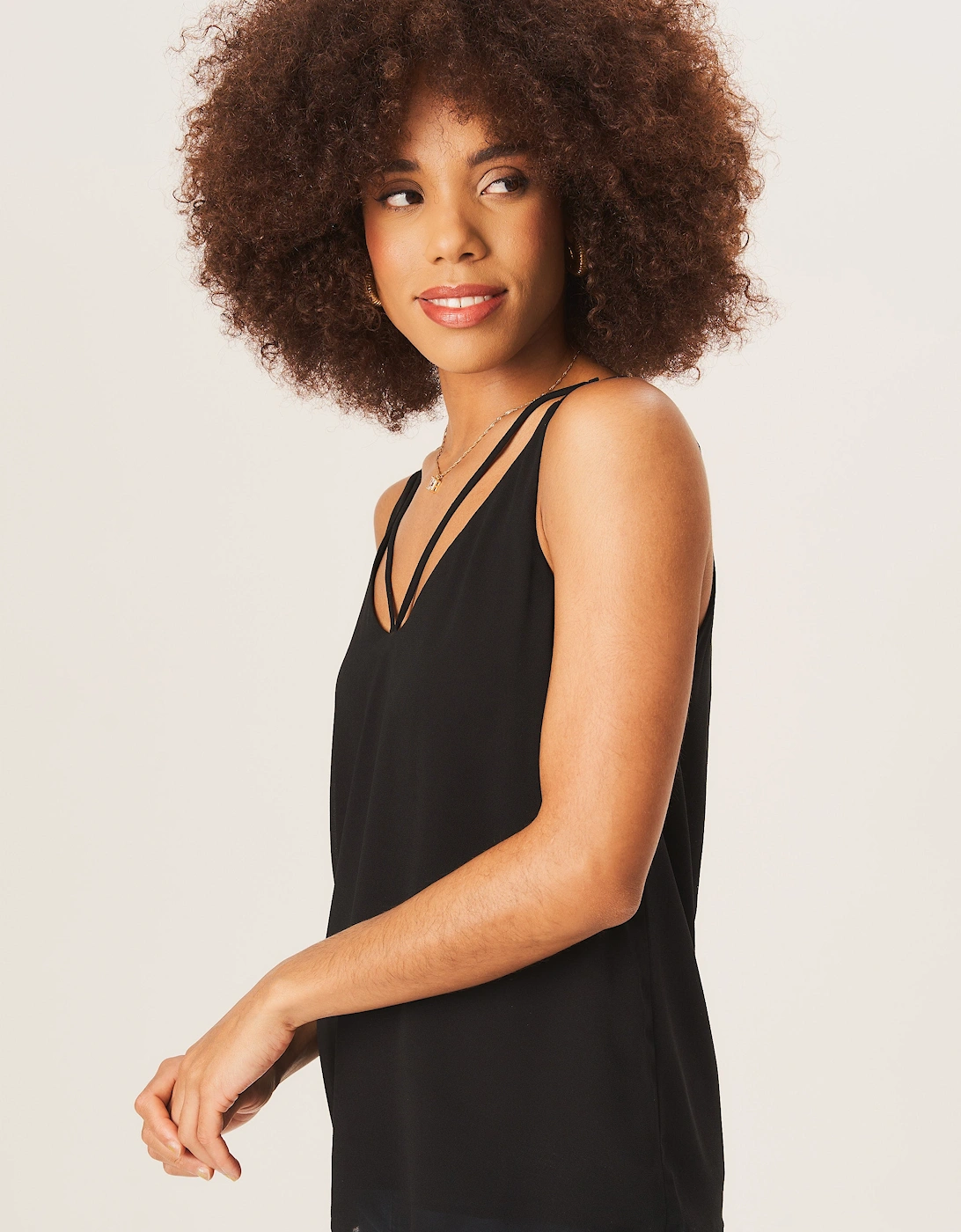 Black Plain Strappy Cami Top