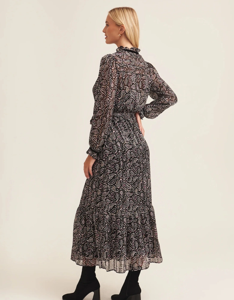 Multi Pie Crust Midaxi With Contrast Trims Dress