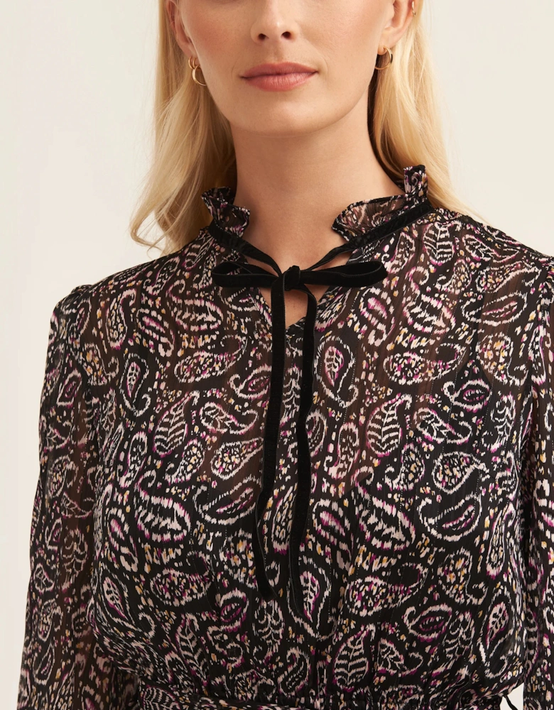 Multi Pie Crust Midaxi With Contrast Trims Dress