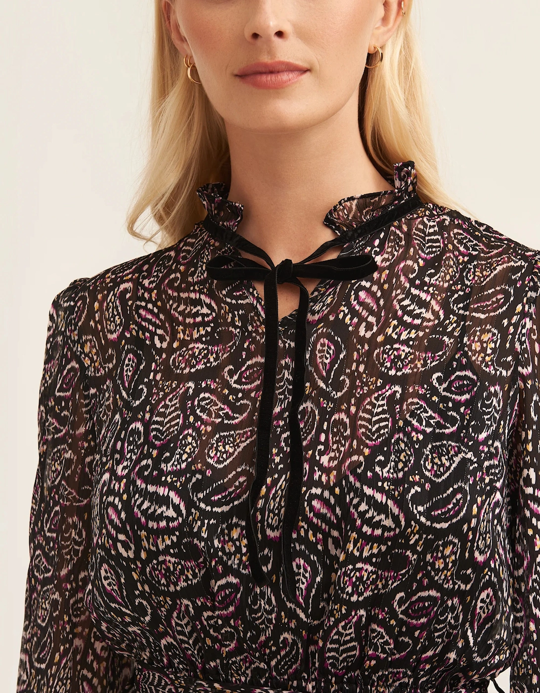 Multi Pie Crust Midaxi With Contrast Trims Dress