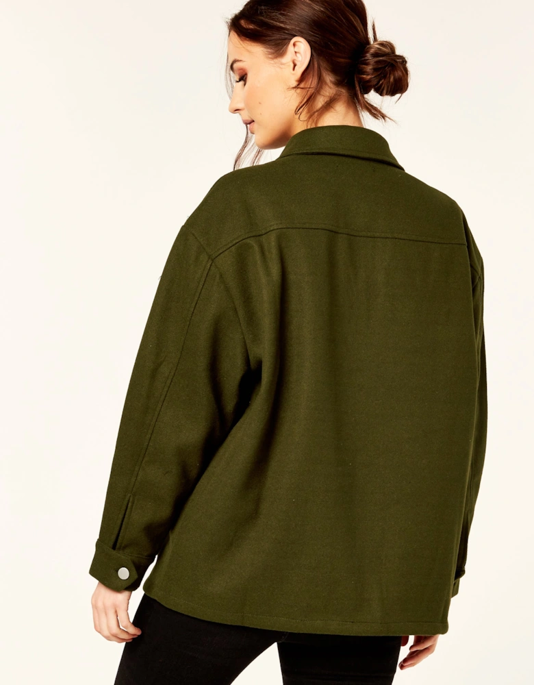 Khaki Oversized Pocket Detail Shacket