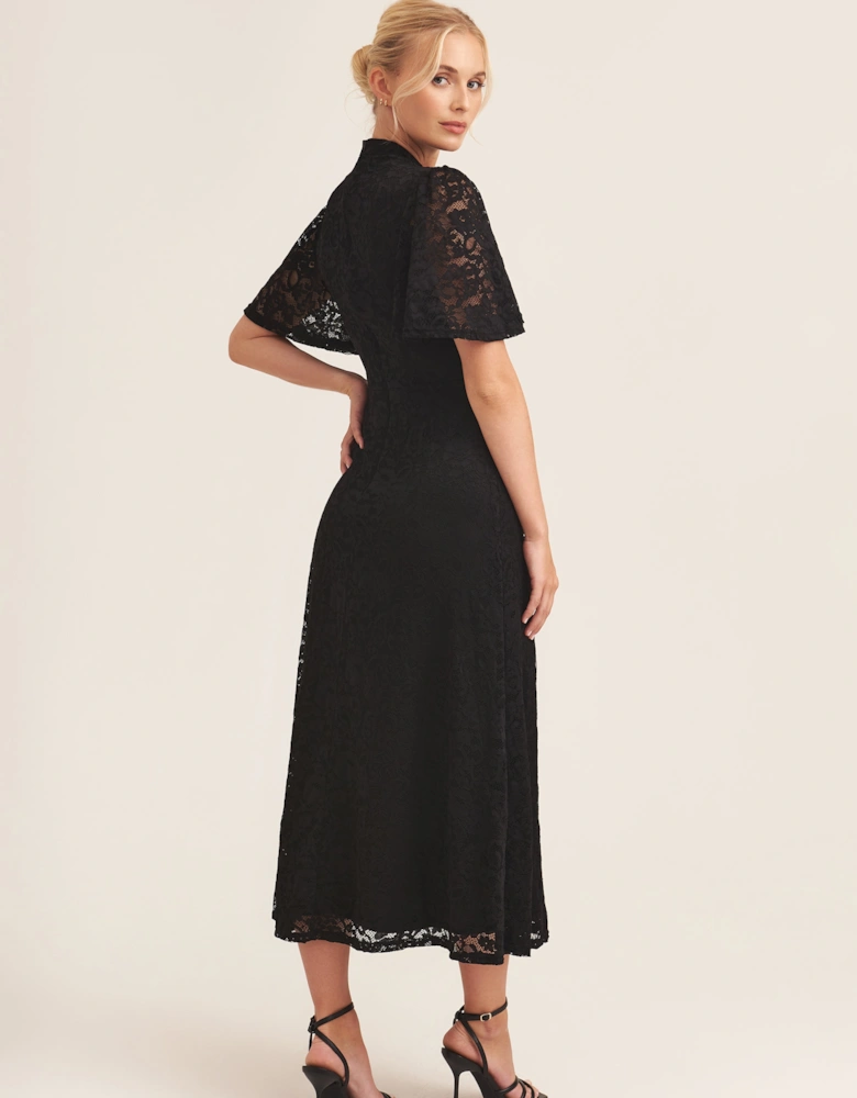 Black Angel Sleeve Midaxi Dress