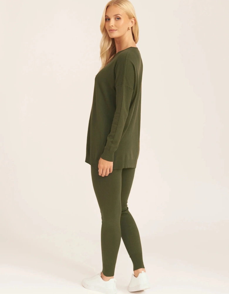 Khaki Soft Touch Crew Neck Oversized Top