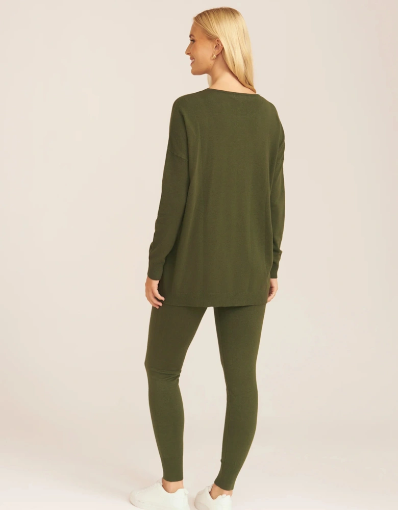 Khaki Soft Touch Crew Neck Oversized Top