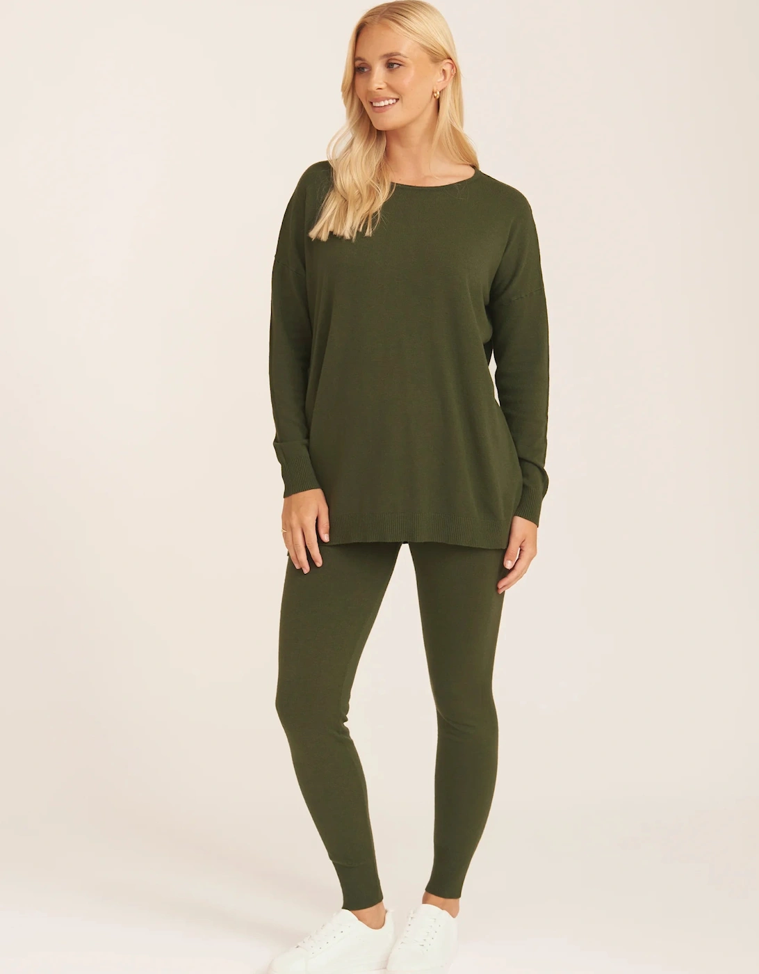 Khaki Soft Touch Crew Neck Oversized Top, 5 of 4