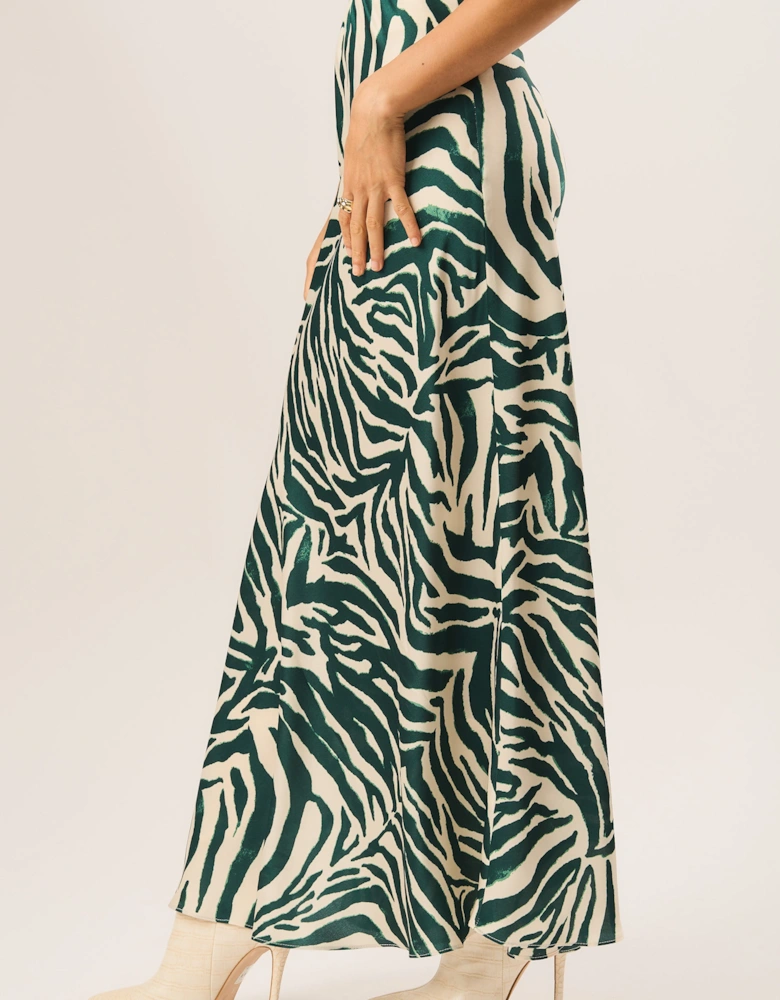 Green Zebra Bias Maxi Skirt