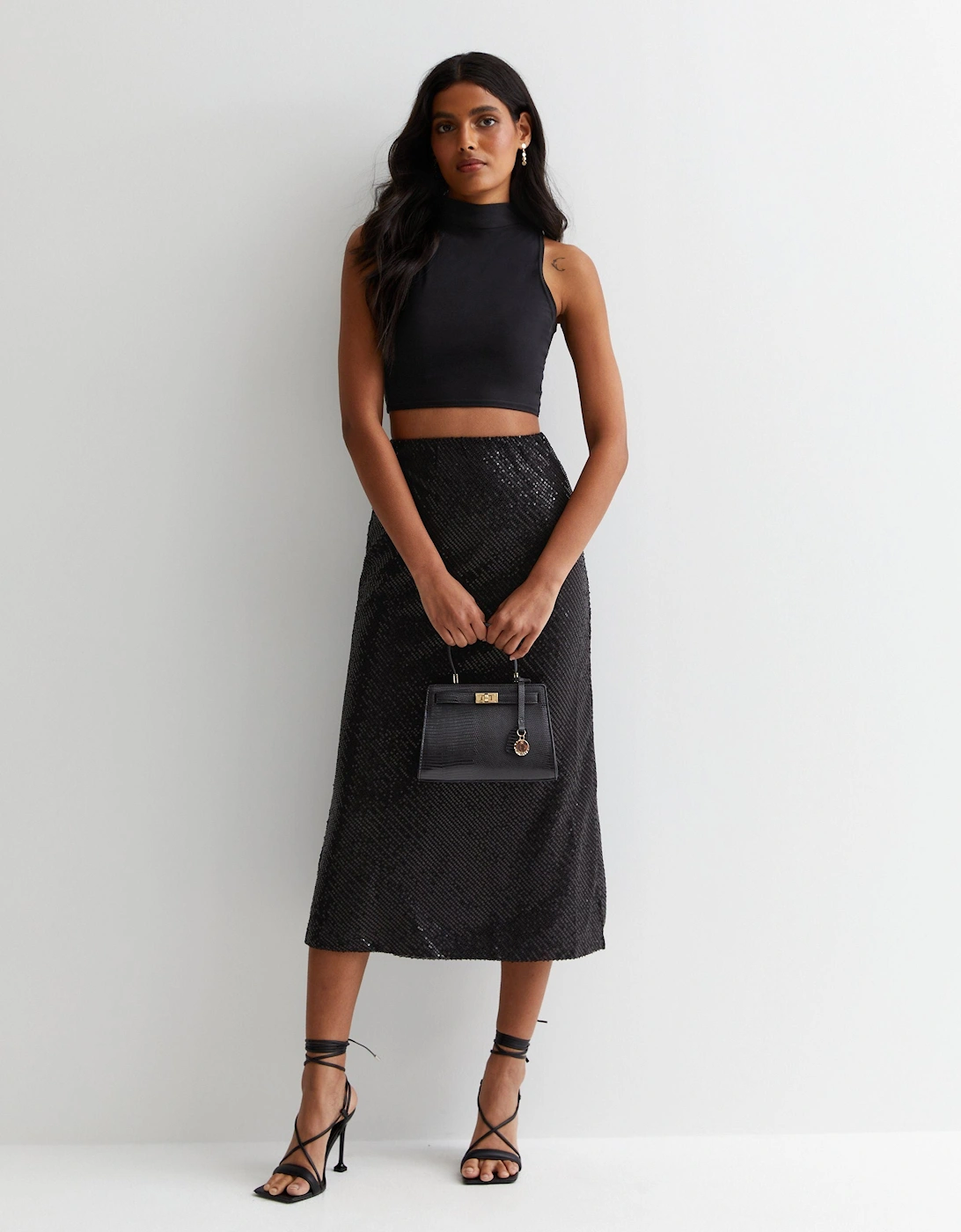 Black Sequin Bias Midi Skirt, 5 of 4