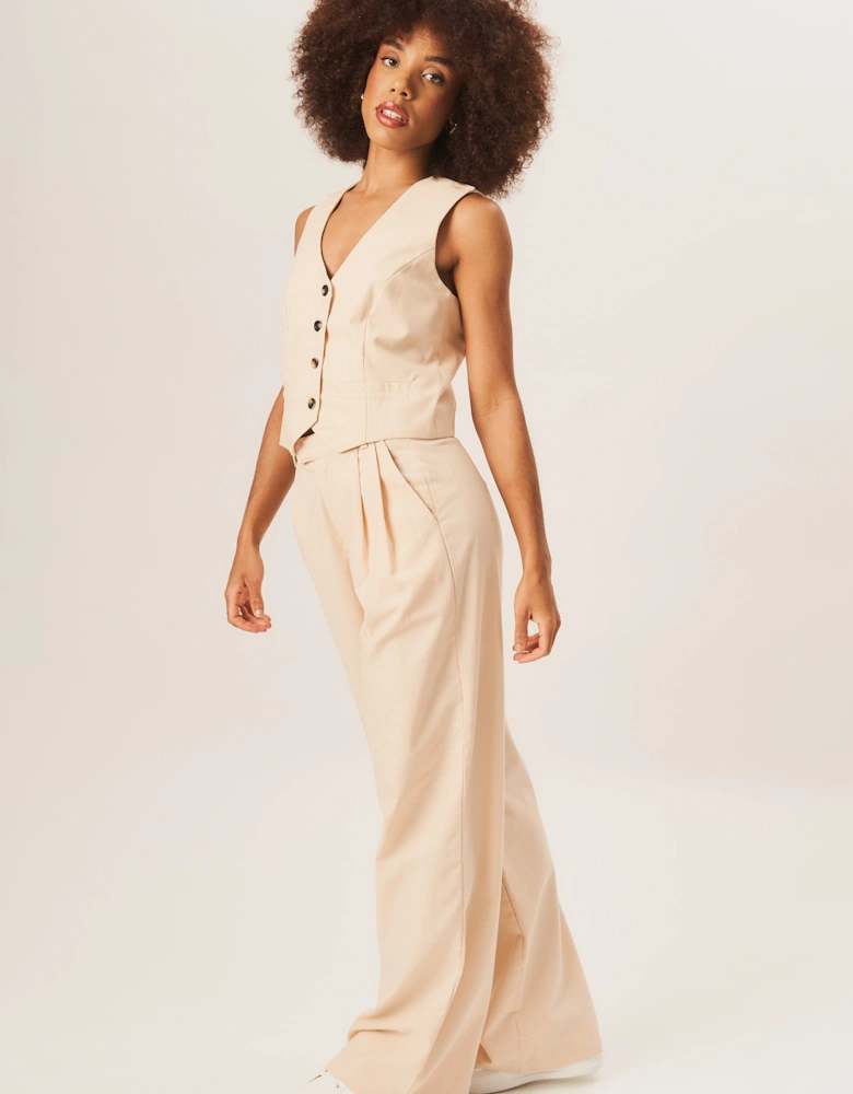 Stone Tailored Cotton Wide Leg Trousers