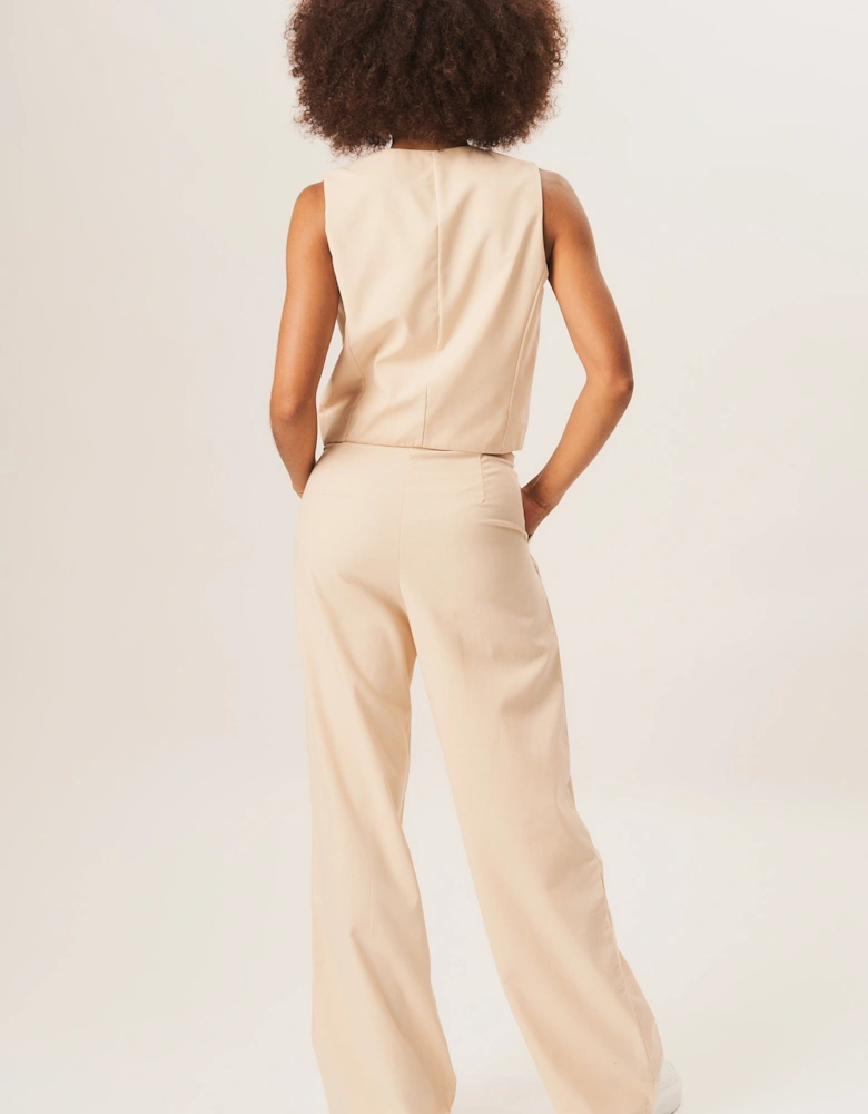 Stone Tailored Cotton Wide Leg Trousers