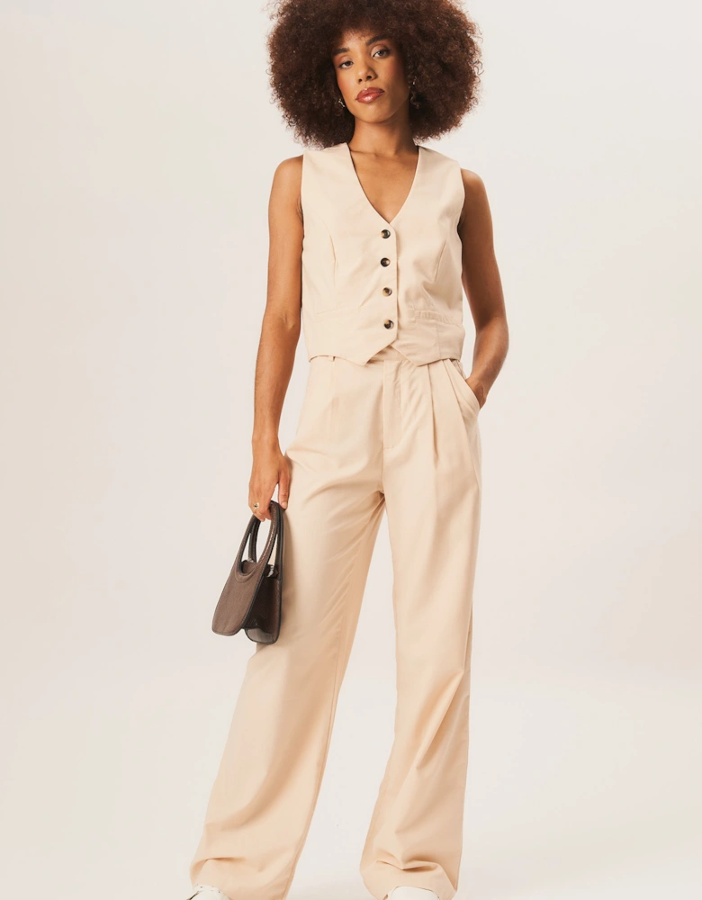 Stone Tailored Cotton Wide Leg Trousers