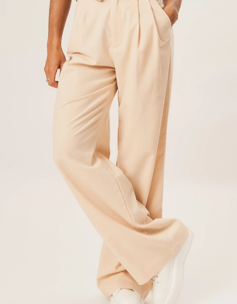 Stone Tailored Cotton Wide Leg Trousers