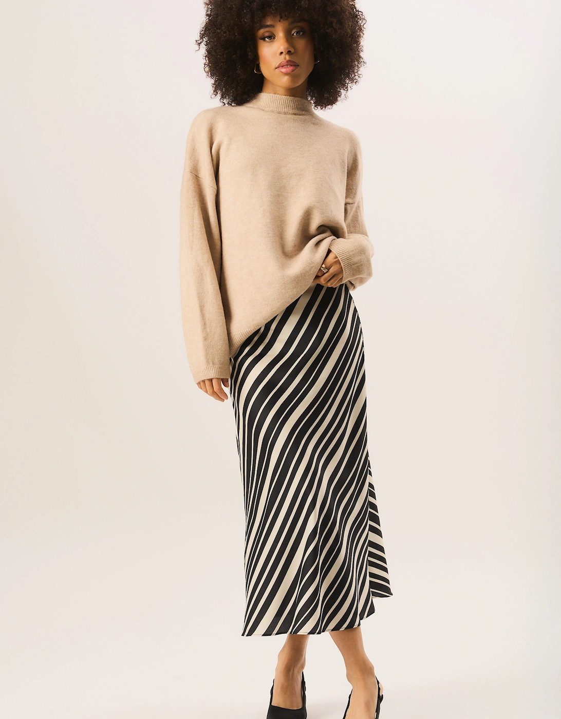 Black Bias Stripe Midi Skirt, 5 of 4