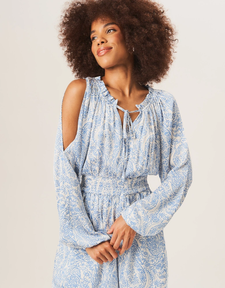 Ivory Paisley Shirred Waist Playsuit